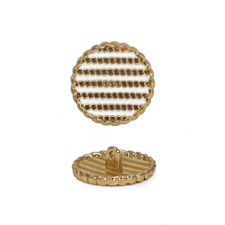 Пуговица №П-486  28L (золото/белый)  1/20 шт