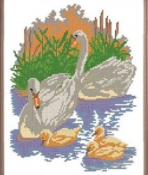 Рисунок на ткани для вышивания бисером К-031 "Лебеди"
